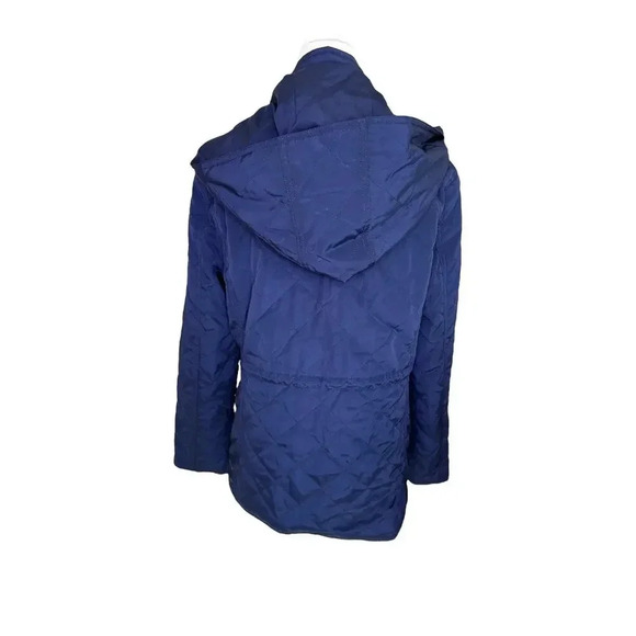 Old Navy Women's Quilted Hooded Rain Jacket Blue Size Medium Mid-Length Casual - Picture 3 of 7